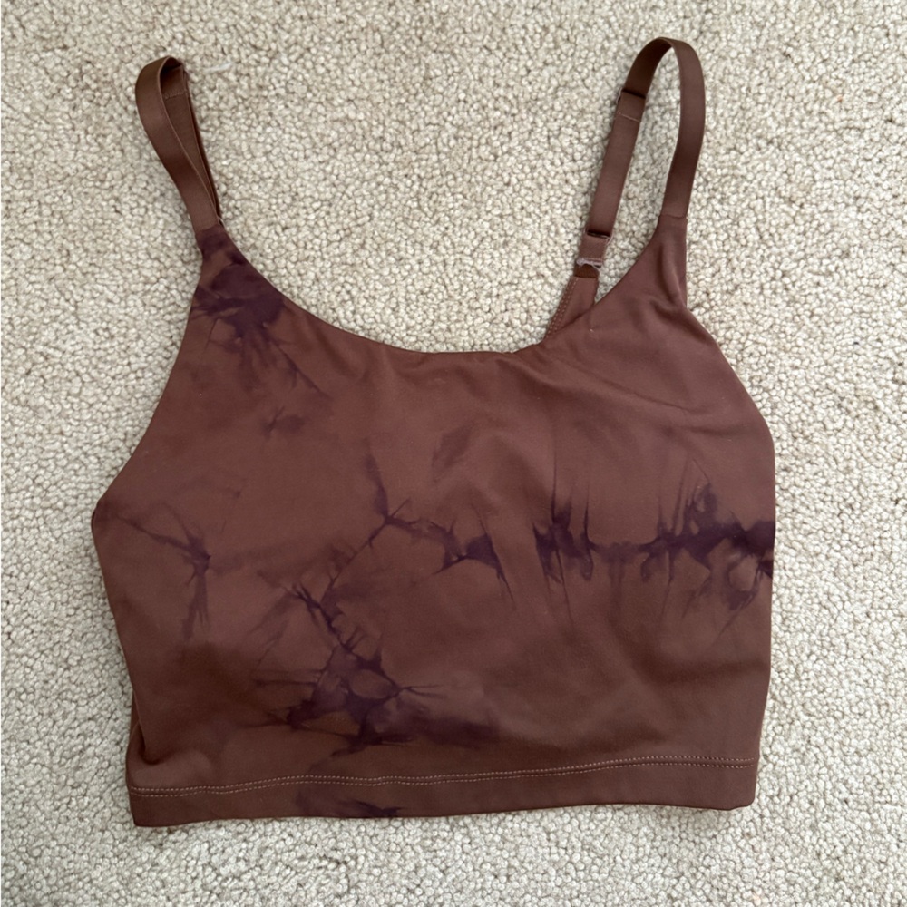 Alphalete Brown Tie-Dye Crop/Bra top w/removable cup pads